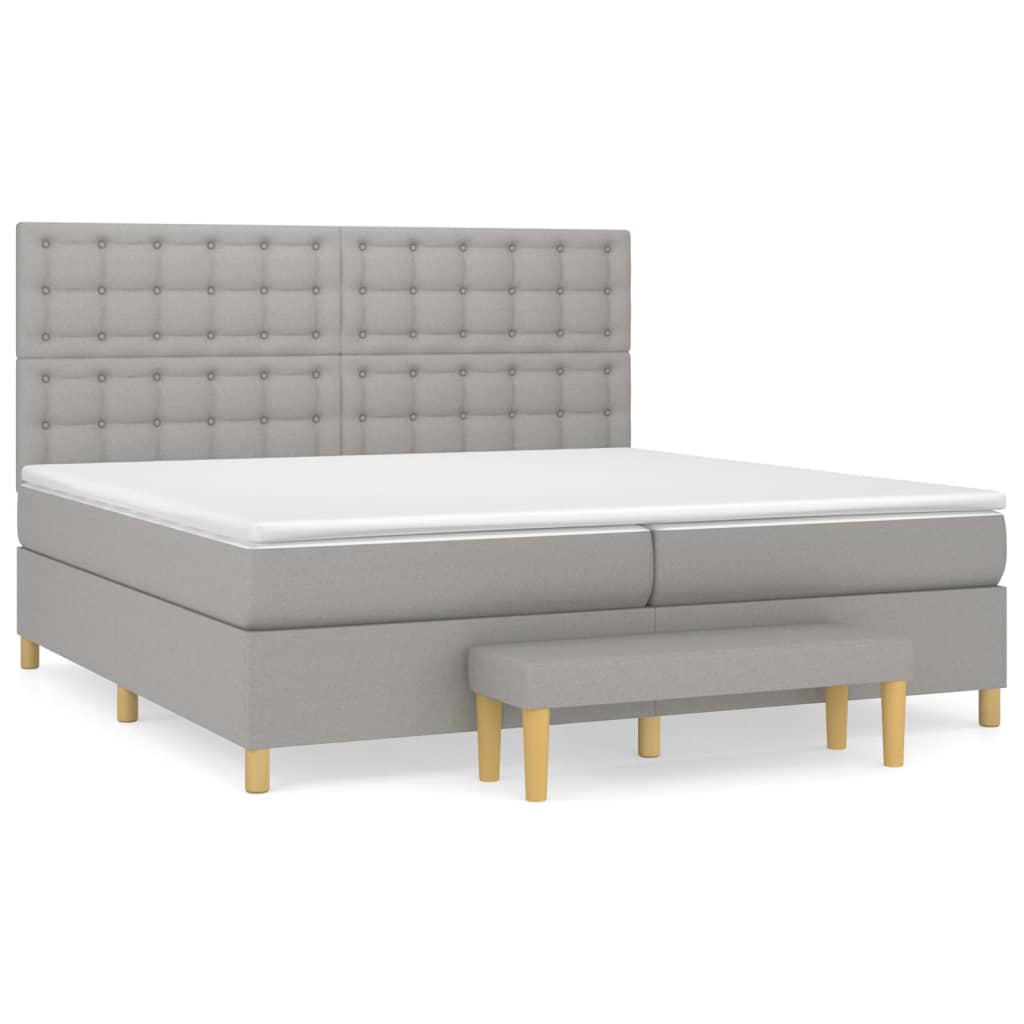 Boxspring met matras stof lichtgrijs 200x200 cm is nu te koop bij PeponiXL, paradijselijk wonen!