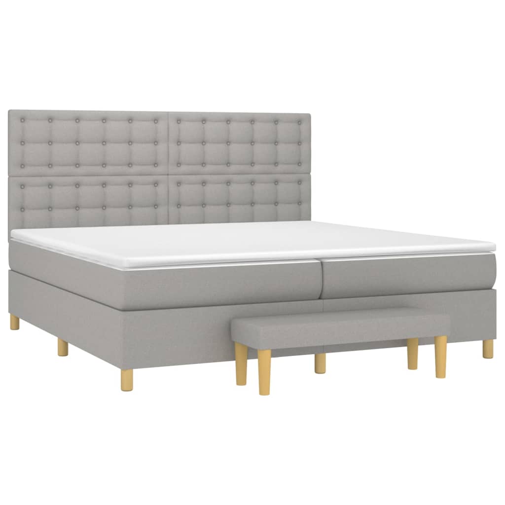 Boxspring met matras stof lichtgrijs 200x200 cm is nu te koop bij PeponiXL, paradijselijk wonen!