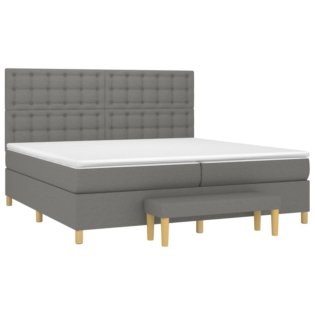 Boxspring met matras stof donkergrijs 200x200 cm is nu te koop bij PeponiXL, paradijselijk wonen!