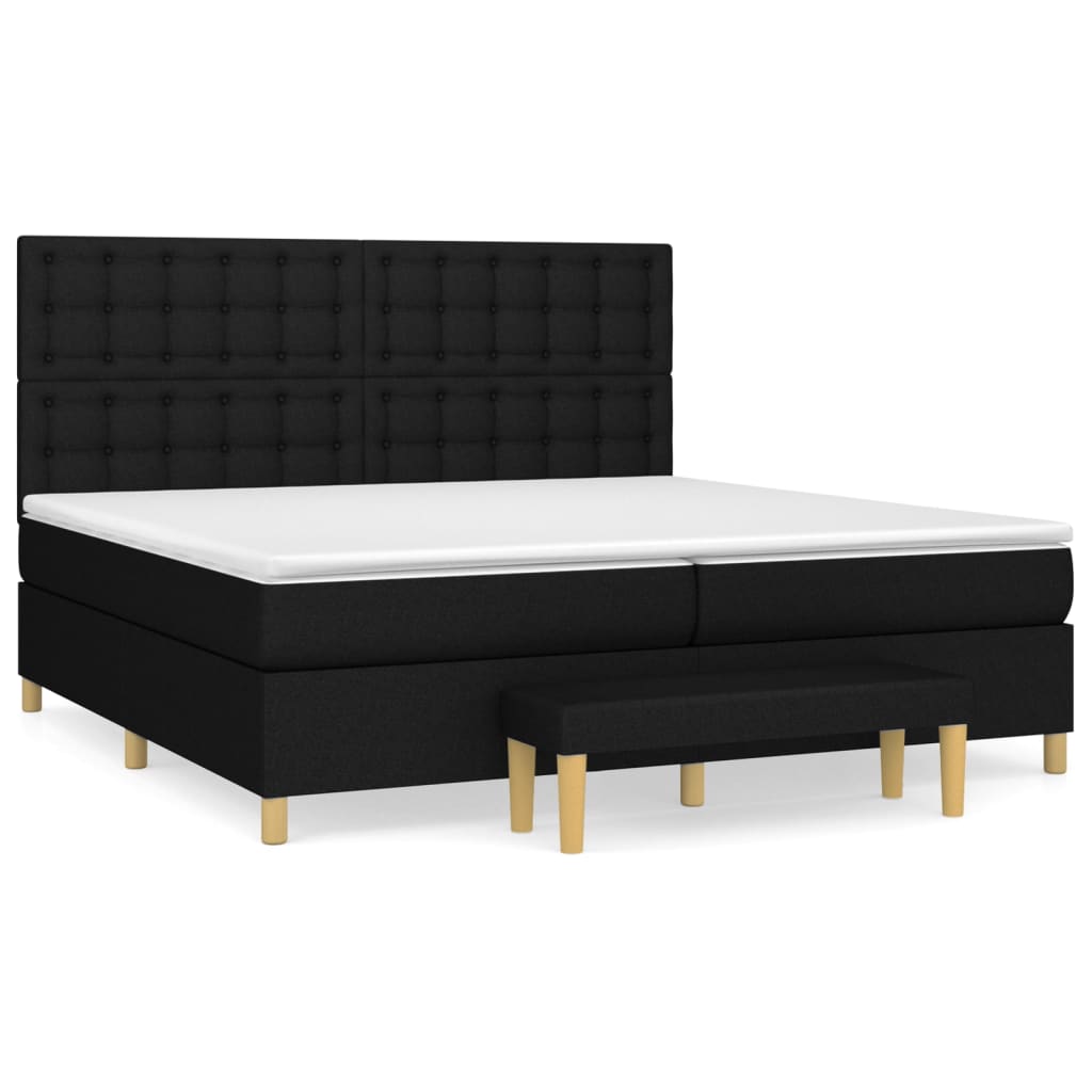 Boxspring met matras stof zwart 200x200 cm is nu te koop bij PeponiXL, paradijselijk wonen!