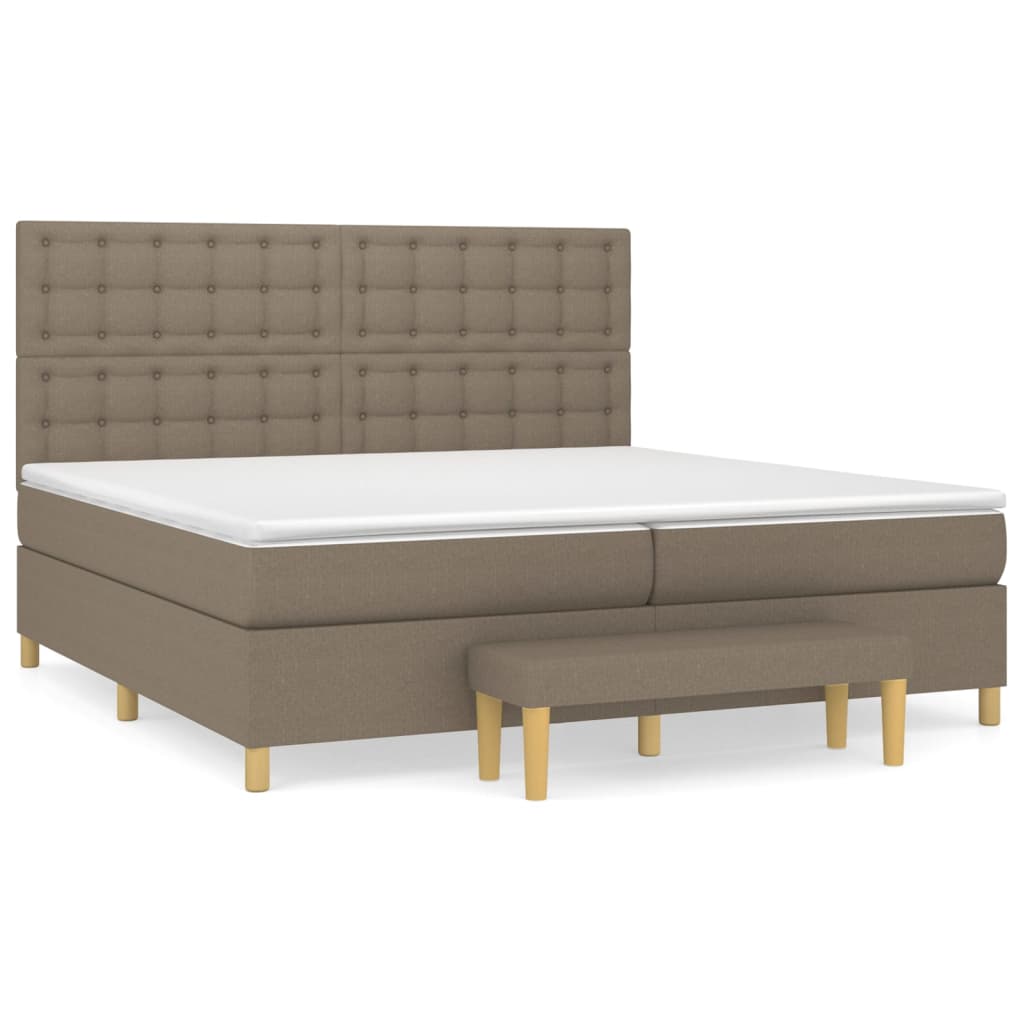 Boxspring met matras stof taupe 200x200 cm is nu te koop bij PeponiXL, paradijselijk wonen!