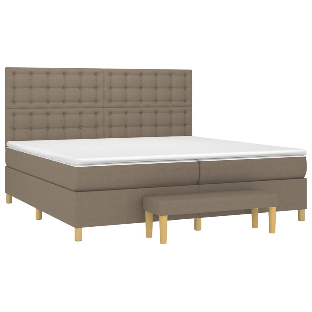 Boxspring met matras stof taupe 200x200 cm is nu te koop bij PeponiXL, paradijselijk wonen!