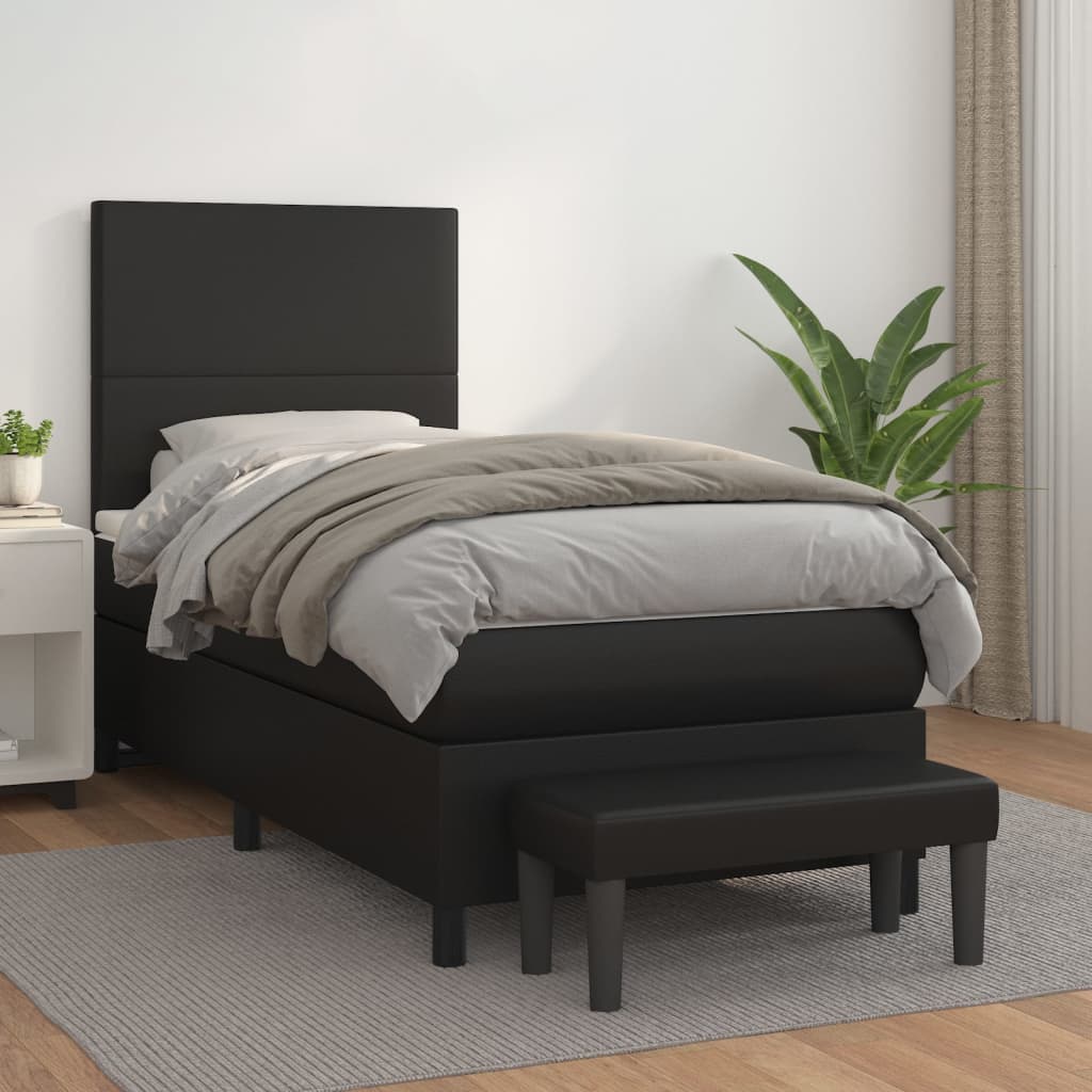 Boxspring met matras kunstleer zwart 80x200 cm is nu te koop bij PeponiXL, paradijselijk wonen!