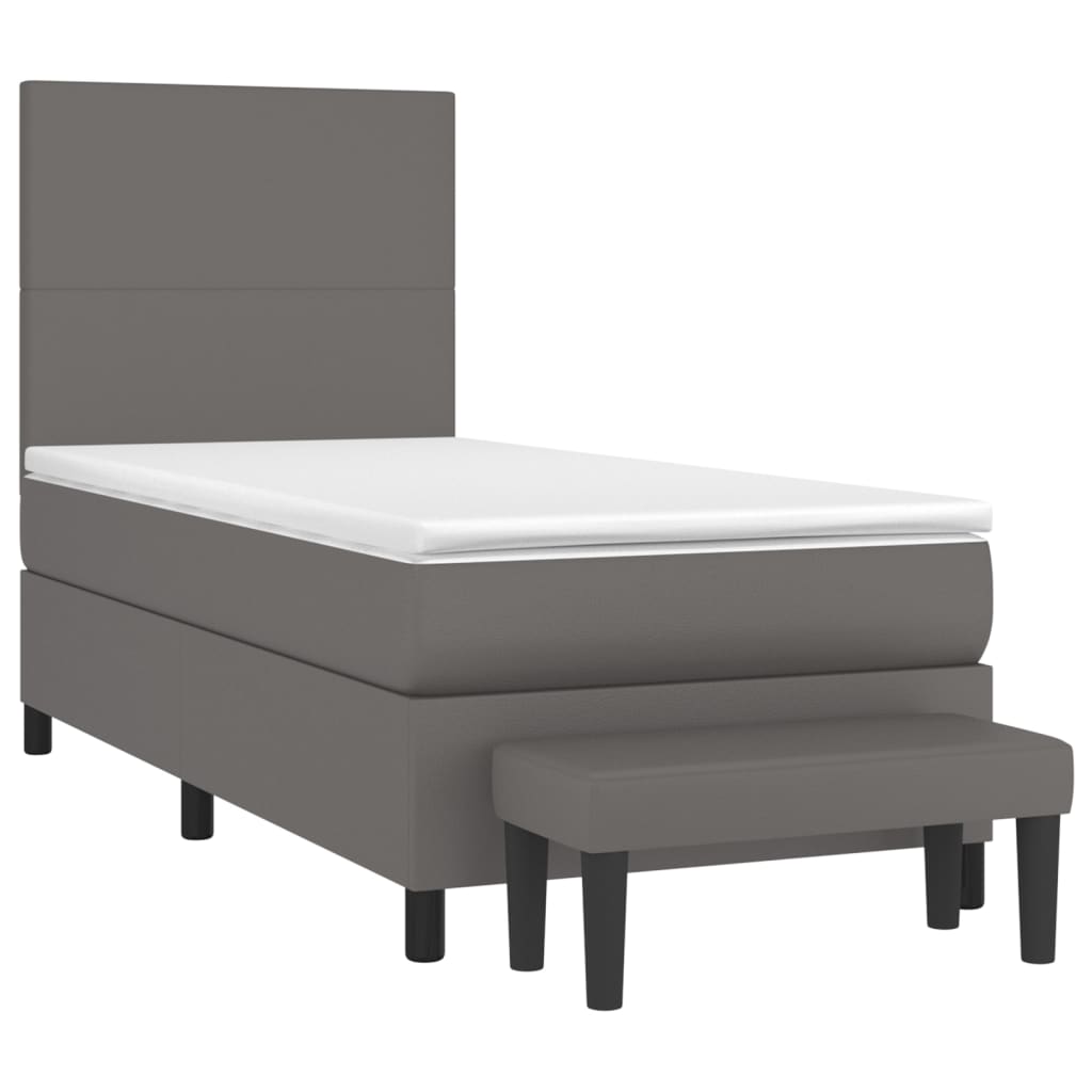 Boxspring met matras kunstleer grijs 80x200 cm is nu te koop bij PeponiXL, paradijselijk wonen!