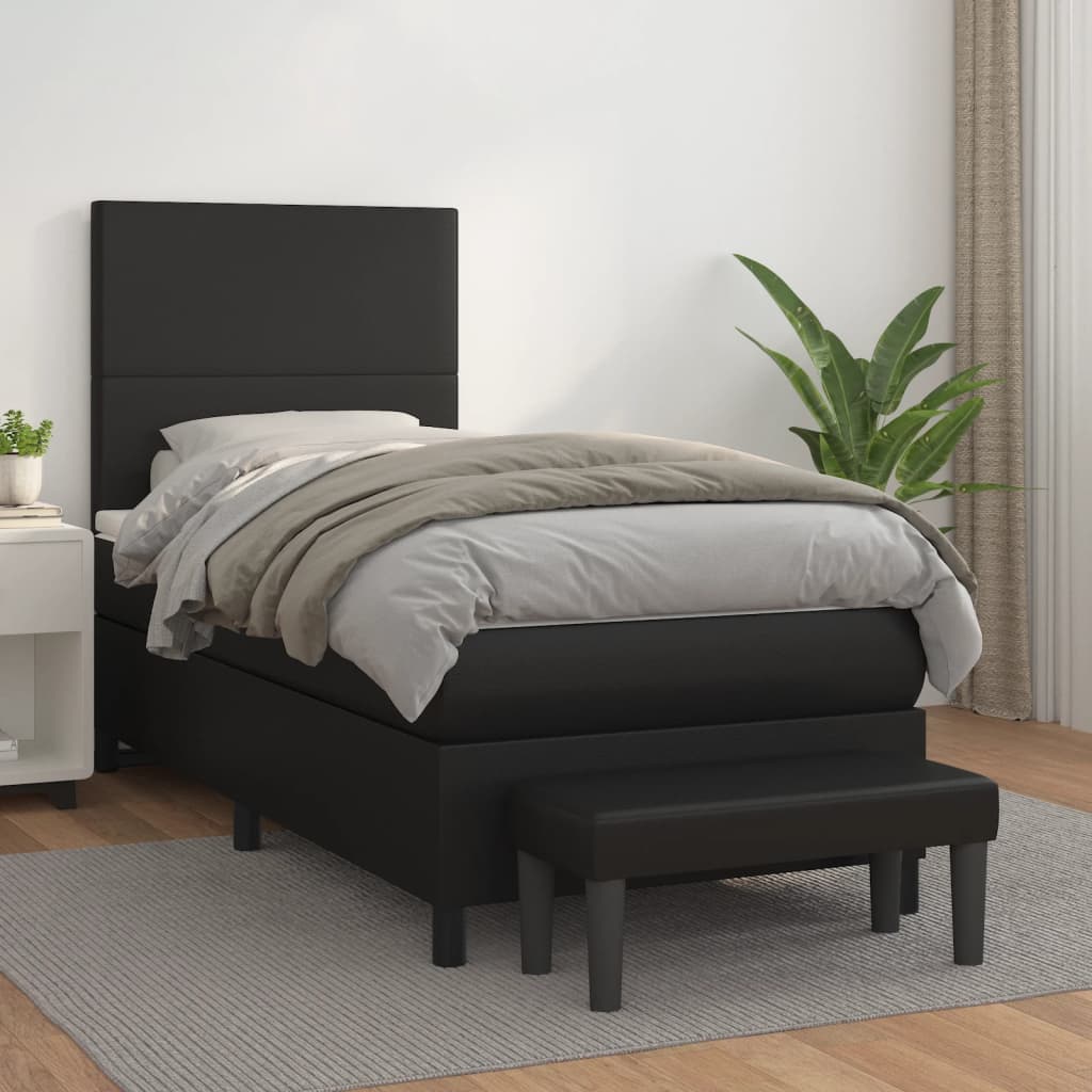 Boxspring met matras kunstleer zwart 90x190 cm is nu te koop bij PeponiXL, paradijselijk wonen!