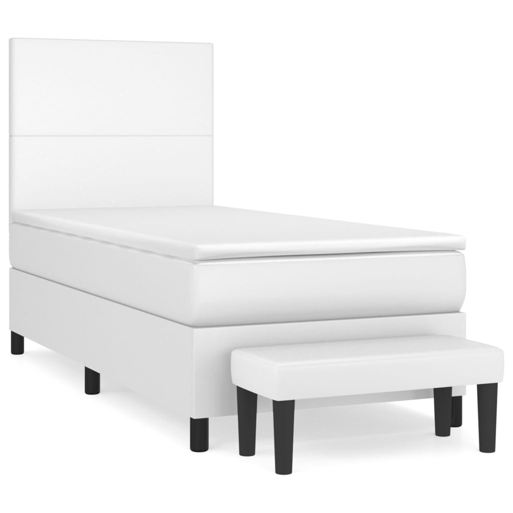 Boxspring met matras kunstleer wit 90x190 cm is nu te koop bij PeponiXL, paradijselijk wonen!