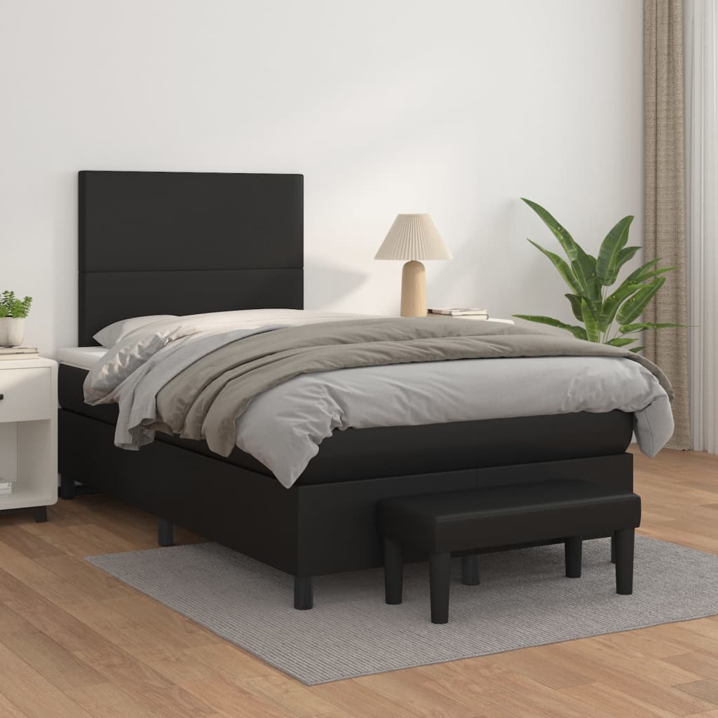 Boxspring met matras kunstleer zwart 120x200 cm is nu te koop bij PeponiXL, paradijselijk wonen!