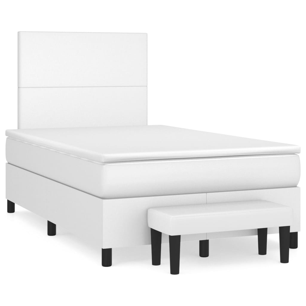 Boxspring met matras kunstleer wit 120x200 cm is nu te koop bij PeponiXL, paradijselijk wonen!