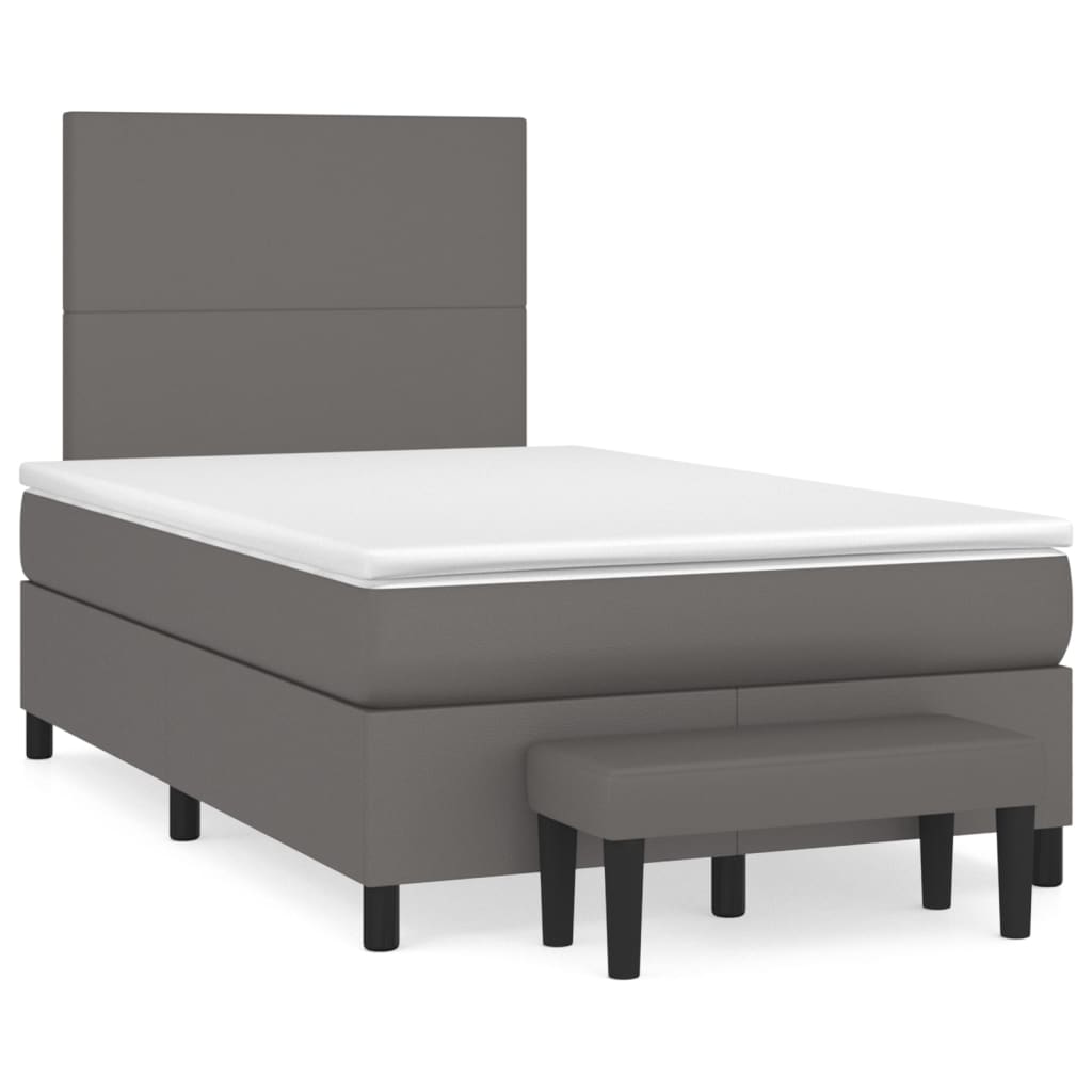 Boxspring met matras kunstleer grijs 120x200 cm is nu te koop bij PeponiXL, paradijselijk wonen!