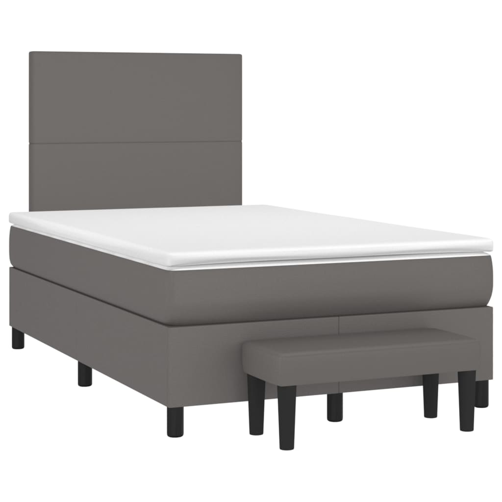 Boxspring met matras kunstleer grijs 120x200 cm is nu te koop bij PeponiXL, paradijselijk wonen!