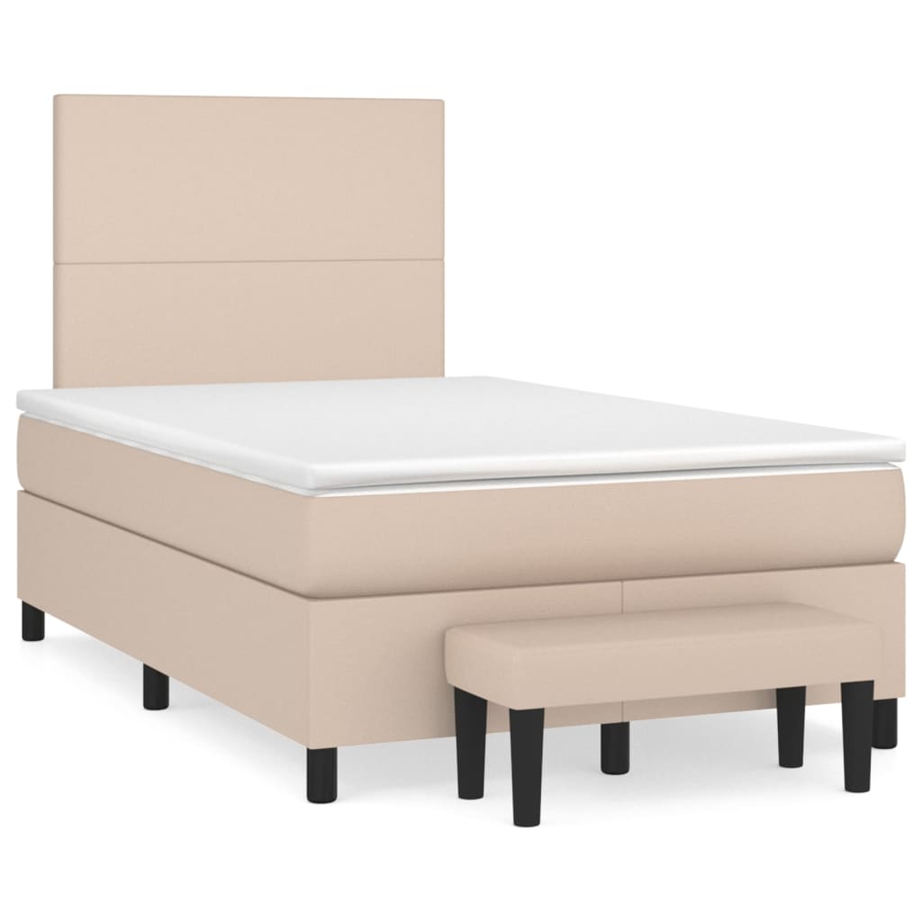 Boxspring met matras kunstleer cappuccinokleurig 120x200 cm is nu te koop bij PeponiXL, paradijselijk wonen!