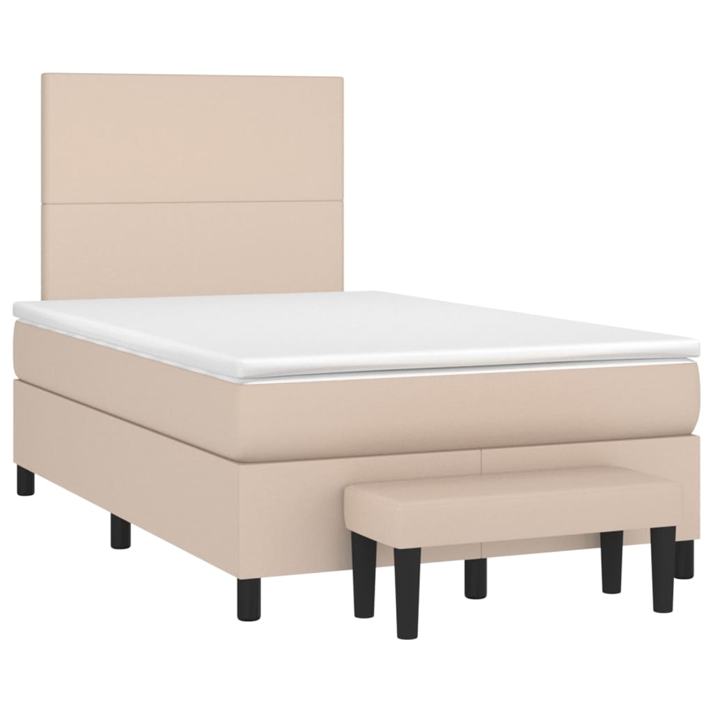 Boxspring met matras kunstleer cappuccinokleurig 120x200 cm is nu te koop bij PeponiXL, paradijselijk wonen!