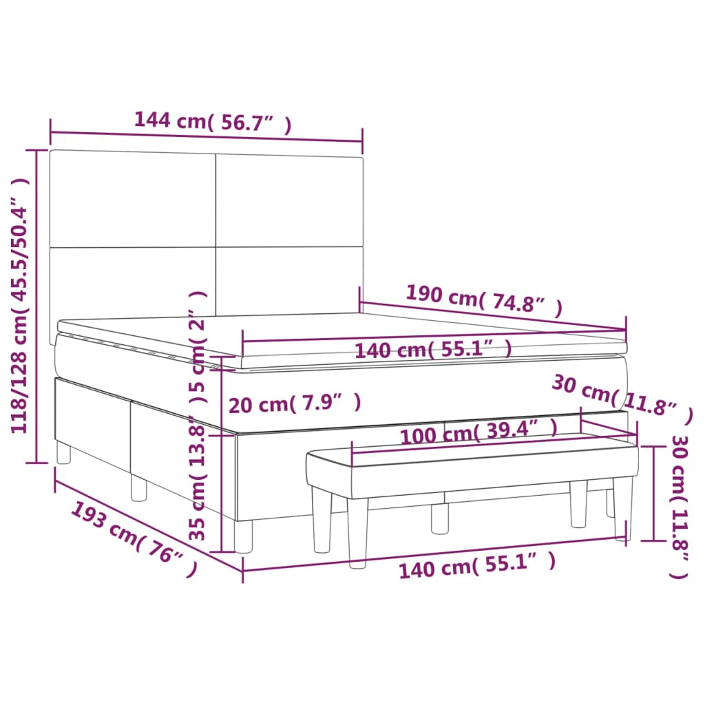 Boxspring met matras kunstleer zwart 140x190 cm is nu te koop bij PeponiXL, paradijselijk wonen!