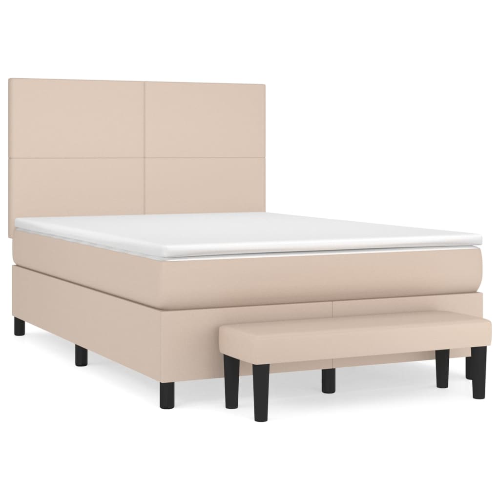 Boxspring met matras kunstleer cappuccinokleurig 140x190 cm is nu te koop bij PeponiXL, paradijselijk wonen!
