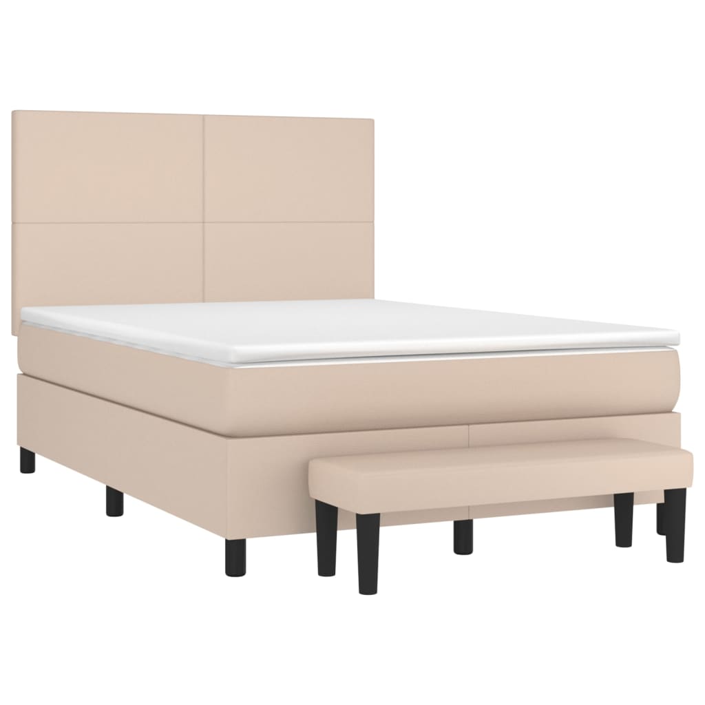 Boxspring met matras kunstleer cappuccinokleurig 140x190 cm is nu te koop bij PeponiXL, paradijselijk wonen!
