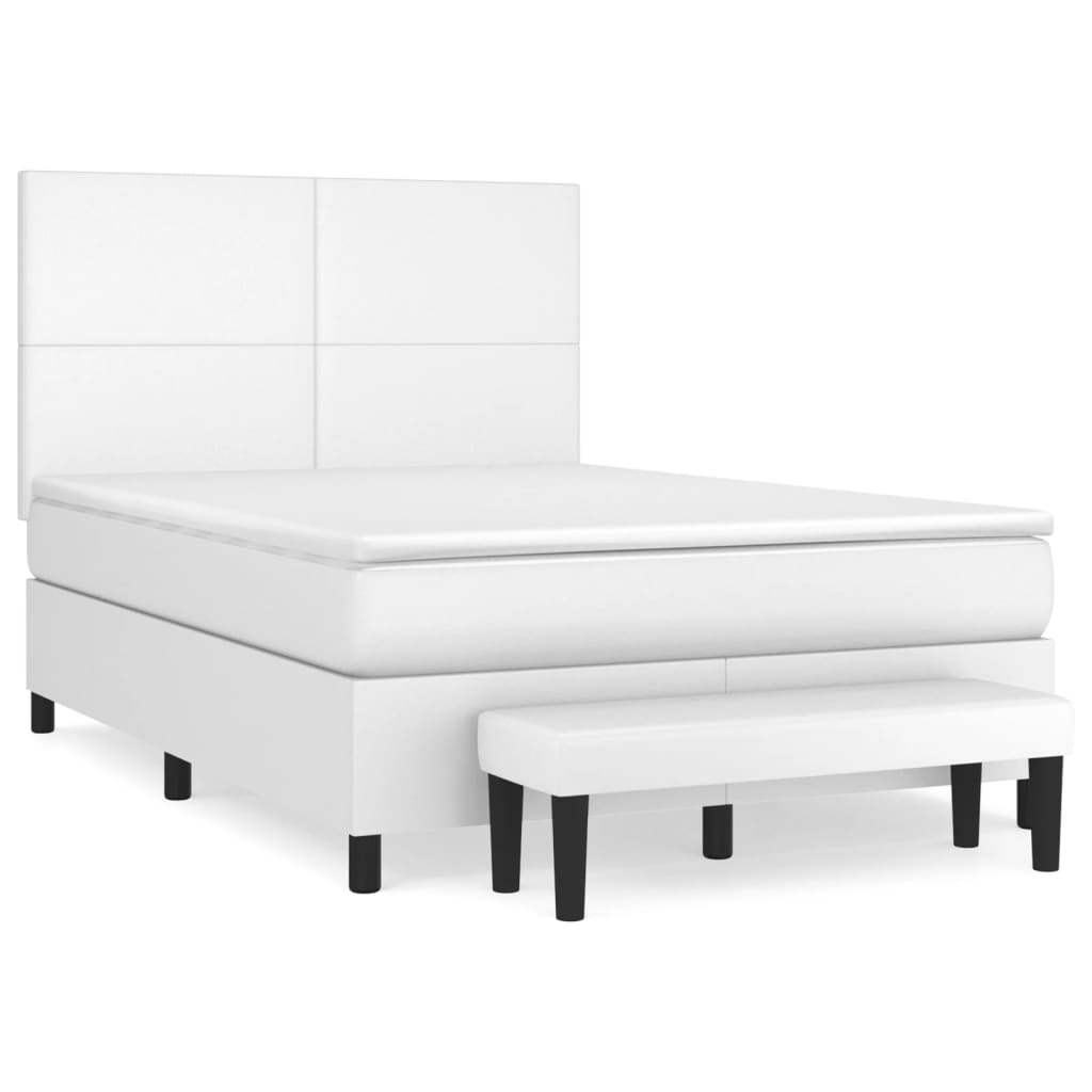 Boxspring met matras kunstleer wit 140x200 cm is nu te koop bij PeponiXL, paradijselijk wonen!
