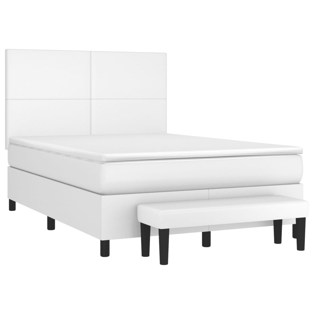 Boxspring met matras kunstleer wit 140x200 cm is nu te koop bij PeponiXL, paradijselijk wonen!