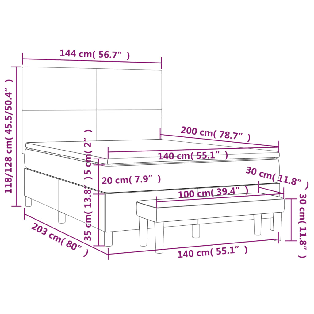 Boxspring met matras kunstleer wit 140x200 cm is nu te koop bij PeponiXL, paradijselijk wonen!