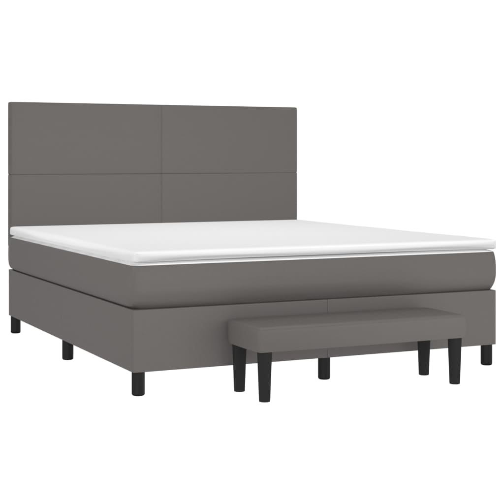 Boxspring met matras kunstleer grijs 160x200 cm is nu te koop bij PeponiXL, paradijselijk wonen!