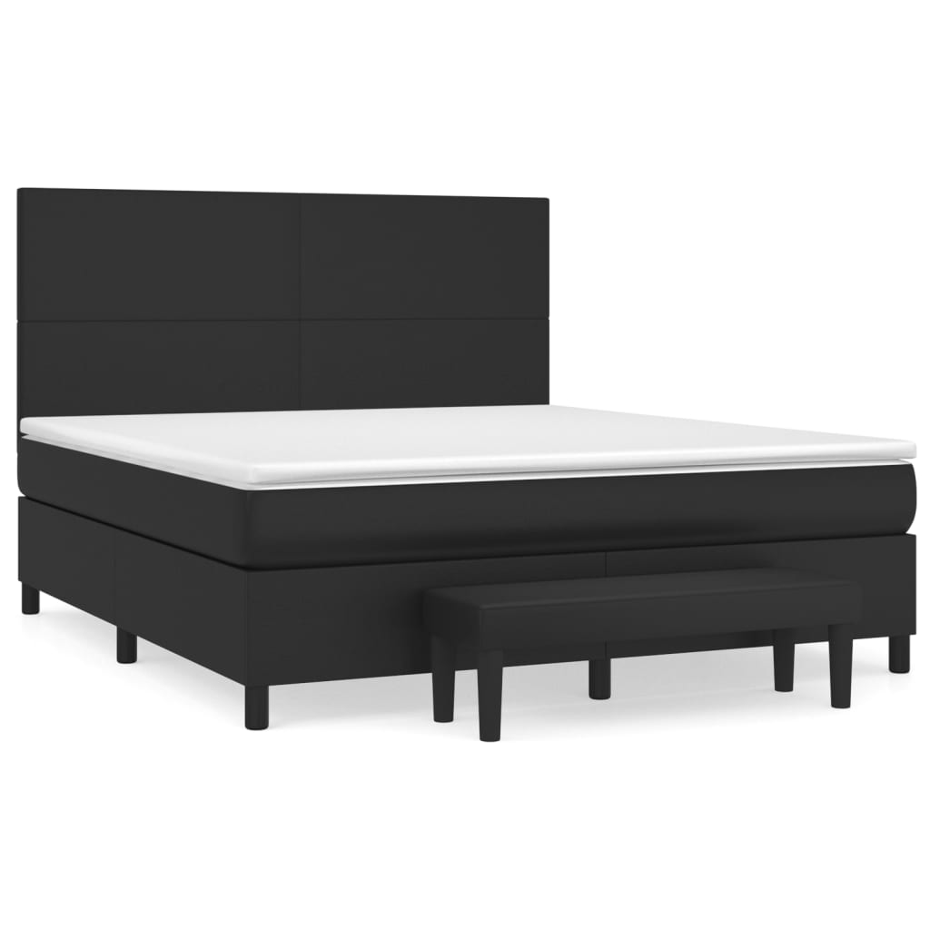 Boxspring met matras kunstleer zwart 180x200 cm is nu te koop bij PeponiXL, paradijselijk wonen!