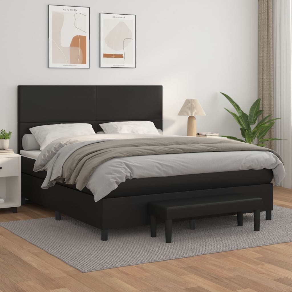Boxspring met matras kunstleer zwart 180x200 cm is nu te koop bij PeponiXL, paradijselijk wonen!