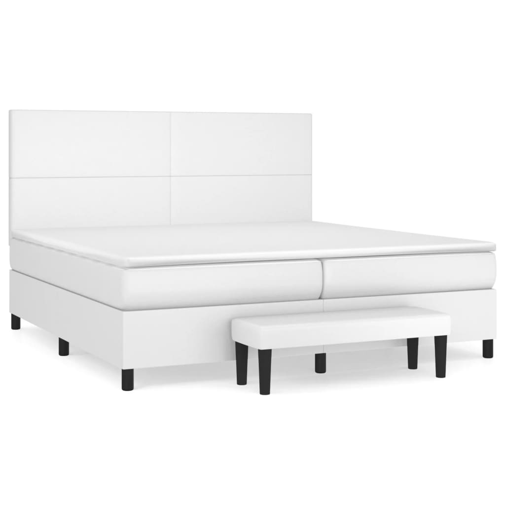 Boxspring met matras kunstleer wit 200x200 cm is nu te koop bij PeponiXL, paradijselijk wonen!