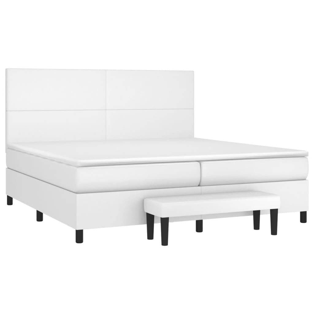 Boxspring met matras kunstleer wit 200x200 cm is nu te koop bij PeponiXL, paradijselijk wonen!
