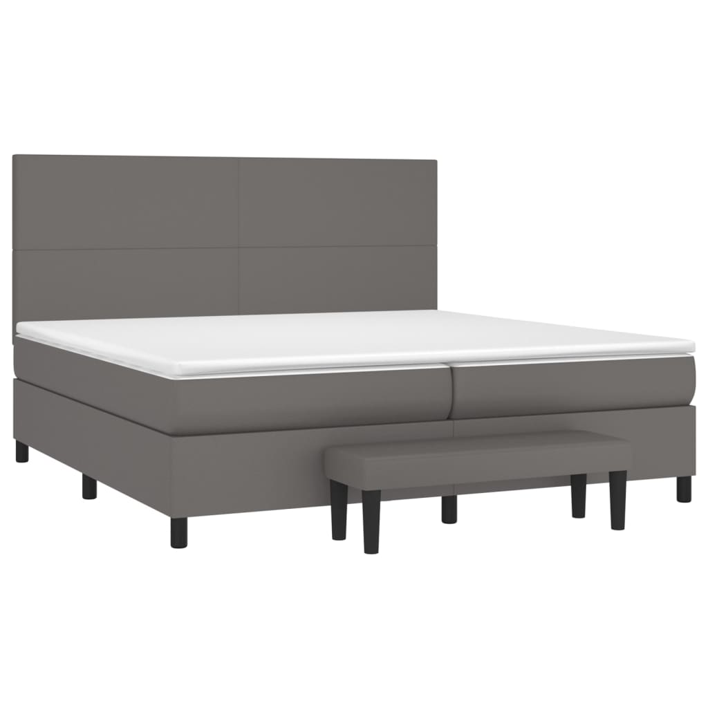 Boxspring met matras kunstleer grijs 200x200 cm is nu te koop bij PeponiXL, paradijselijk wonen!