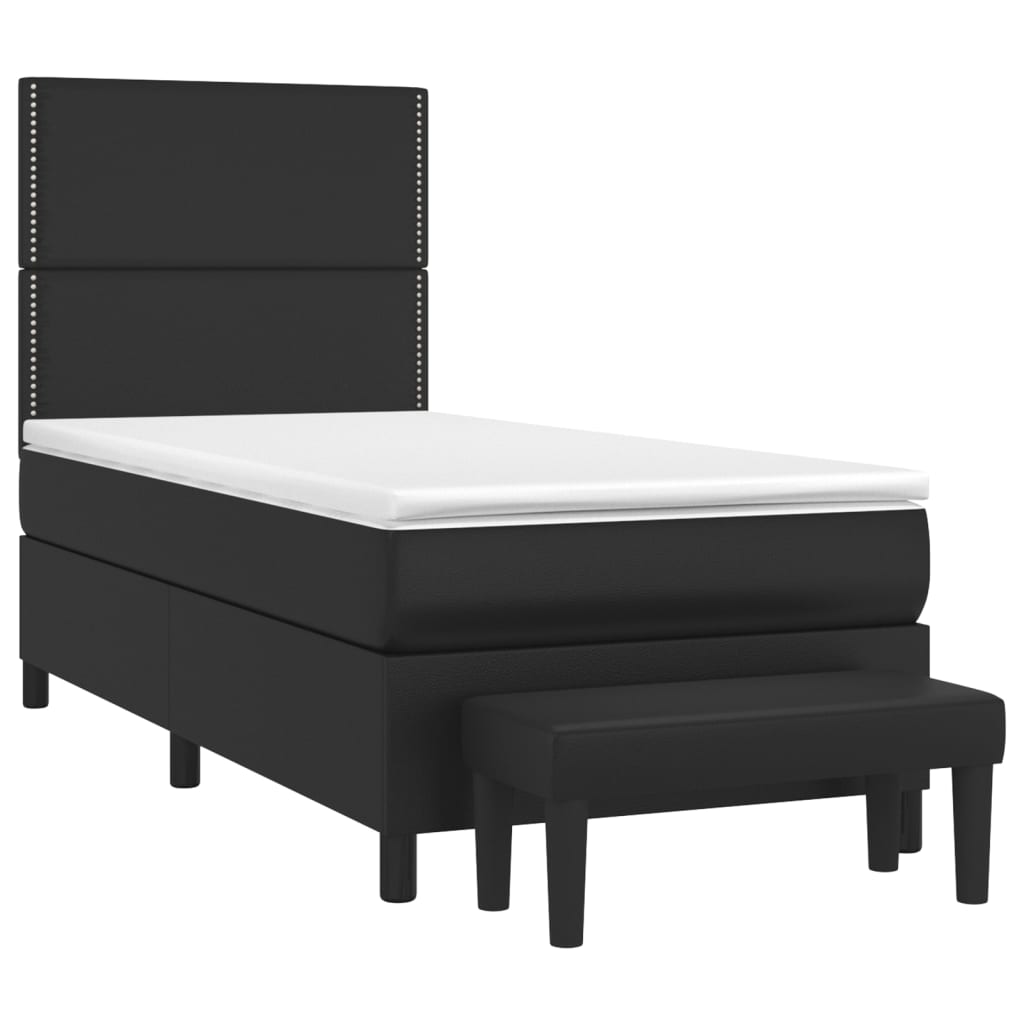 Boxspring met matras kunstleer zwart 90x190 cm is nu te koop bij PeponiXL, paradijselijk wonen!