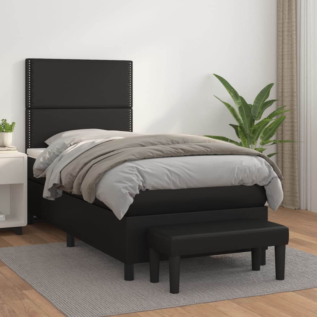 Boxspring met matras kunstleer zwart 90x190 cm is nu te koop bij PeponiXL, paradijselijk wonen!