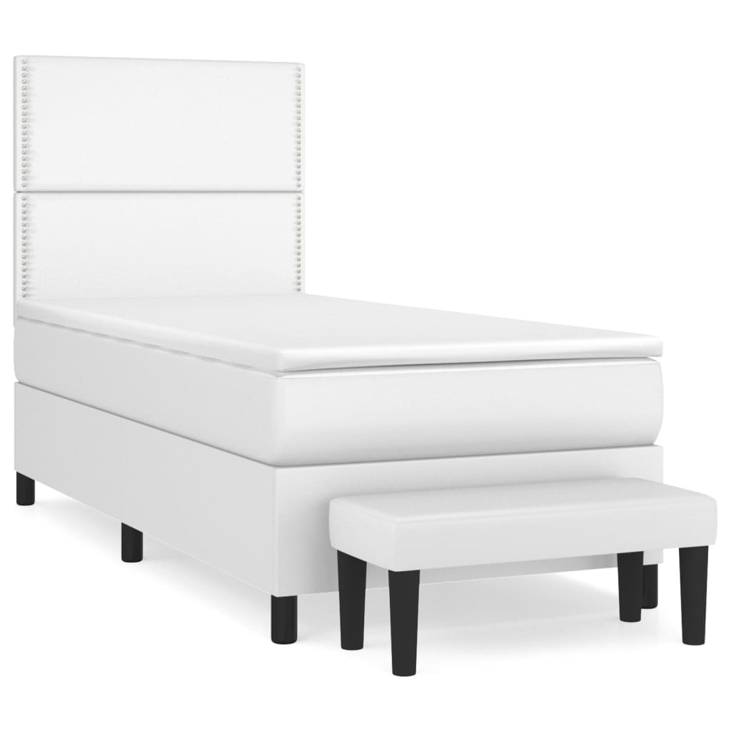 Boxspring met matras kunstleer wit 100x200 cm is nu te koop bij PeponiXL, paradijselijk wonen!