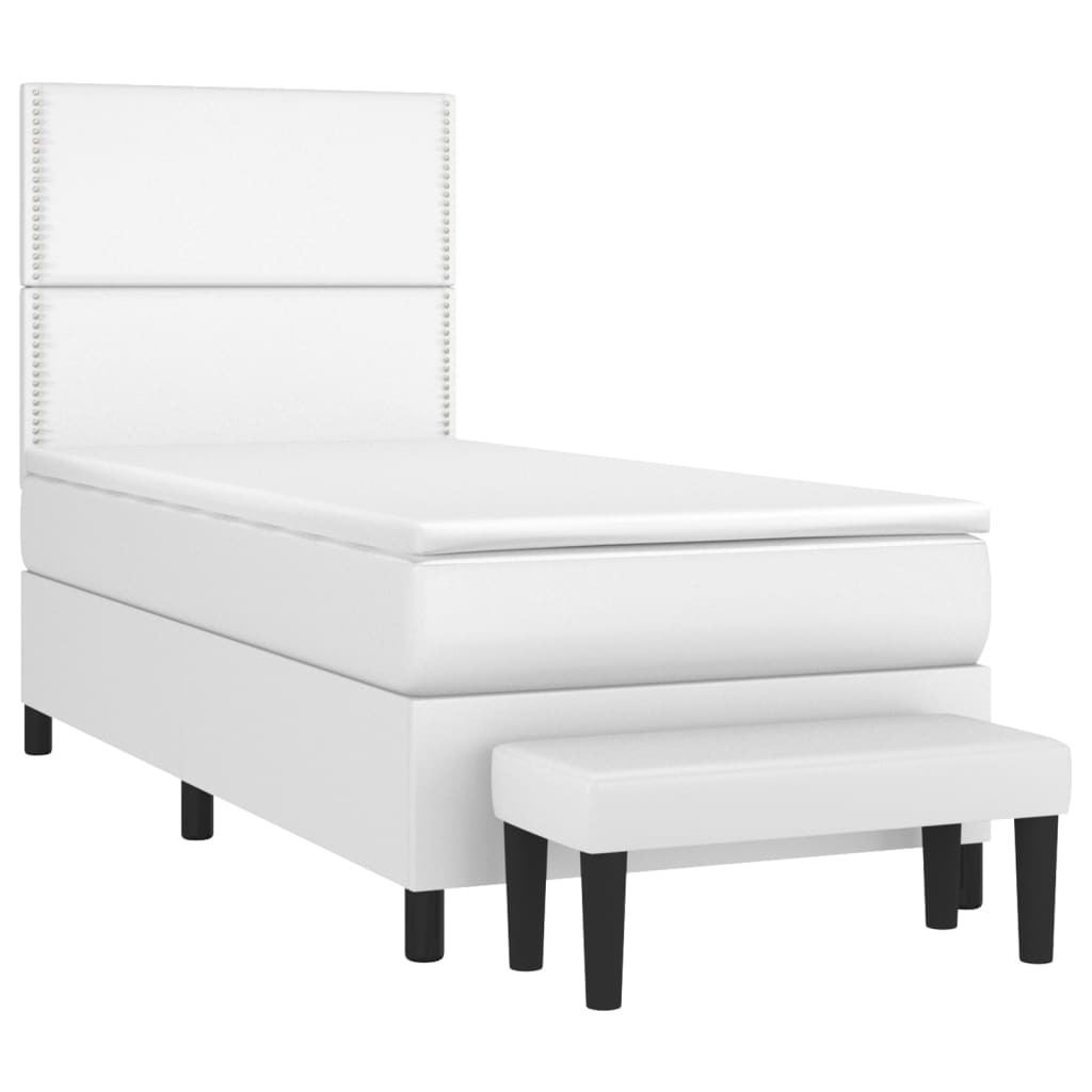 Boxspring met matras kunstleer wit 100x200 cm is nu te koop bij PeponiXL, paradijselijk wonen!