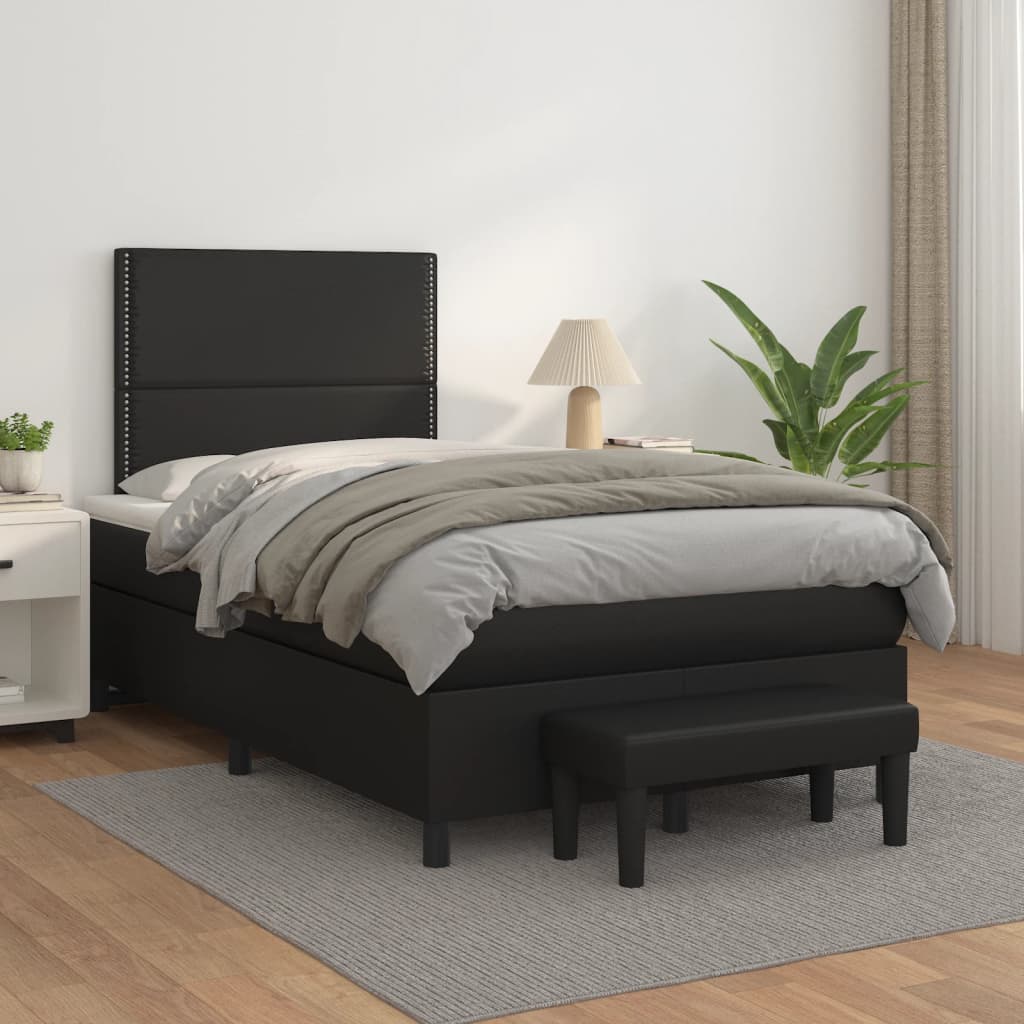 Boxspring met matras kunstleer zwart 120x200 cm is nu te koop bij PeponiXL, paradijselijk wonen!