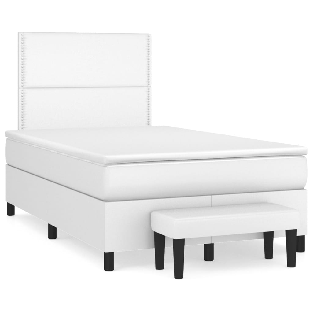 Boxspring met matras kunstleer wit 120x200 cm is nu te koop bij PeponiXL, paradijselijk wonen!