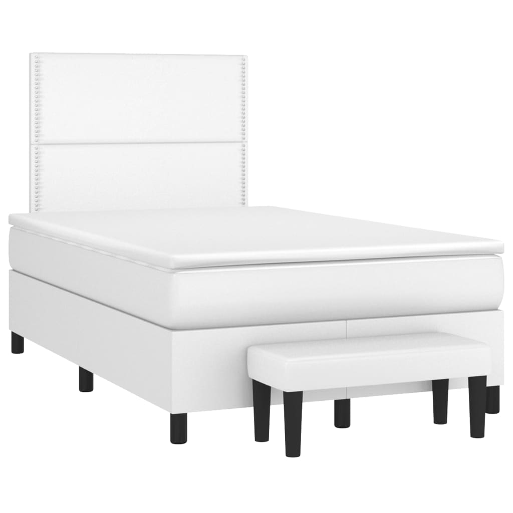 Boxspring met matras kunstleer wit 120x200 cm is nu te koop bij PeponiXL, paradijselijk wonen!