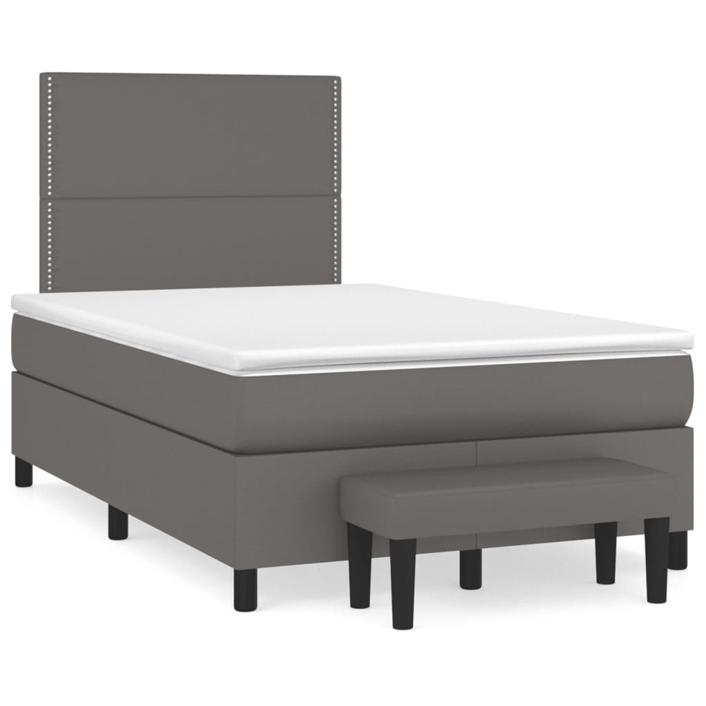 Boxspring met matras kunstleer grijs 120x200 cm is nu te koop bij PeponiXL, paradijselijk wonen!