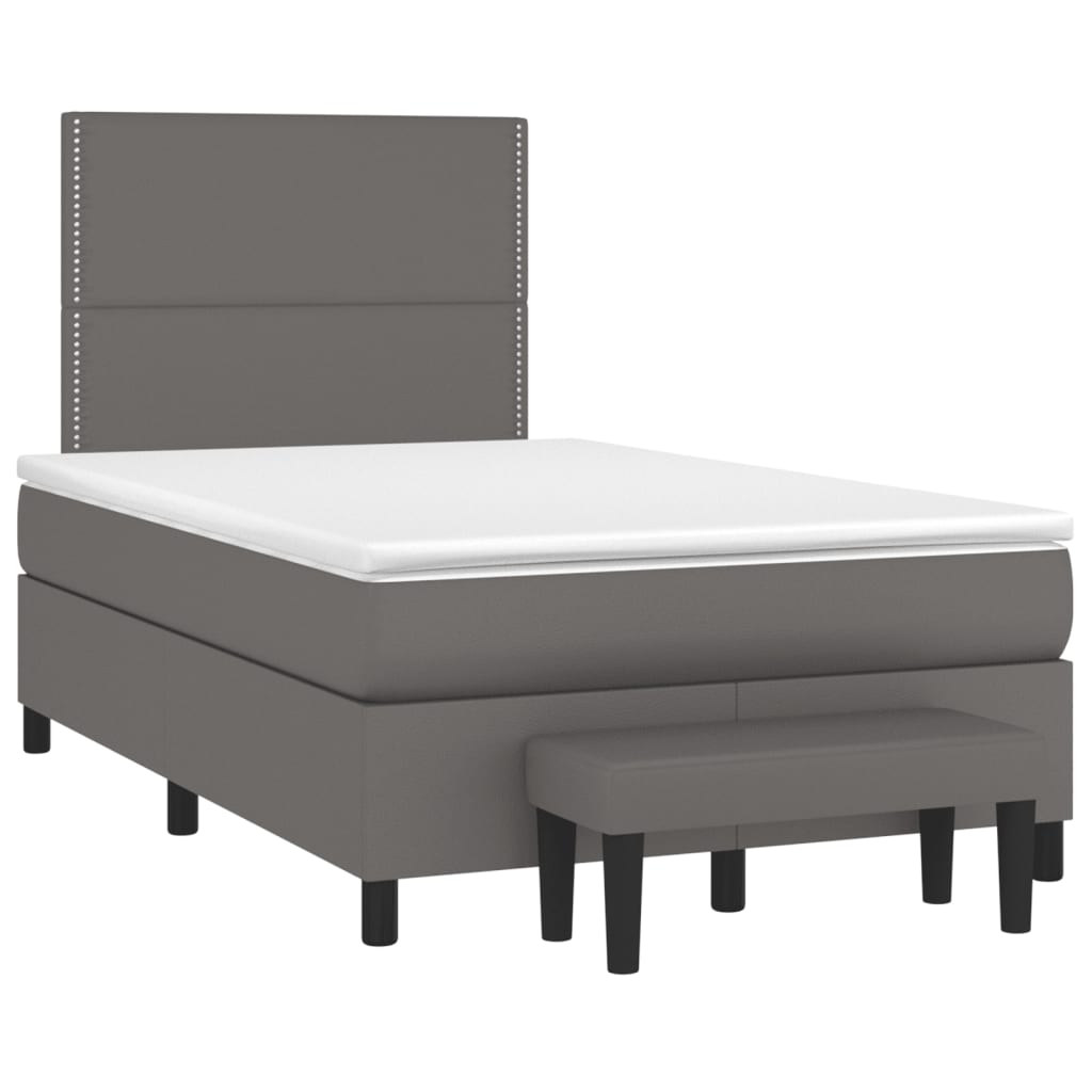 Boxspring met matras kunstleer grijs 120x200 cm is nu te koop bij PeponiXL, paradijselijk wonen!