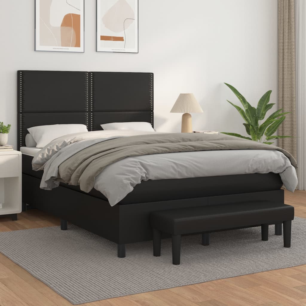 Boxspring met matras kunstleer zwart 140x200 cm is nu te koop bij PeponiXL, paradijselijk wonen!