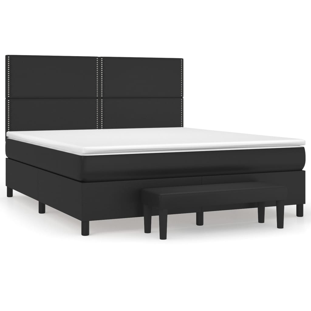 Boxspring met matras kunstleer zwart 180x200 cm is nu te koop bij PeponiXL, paradijselijk wonen!
