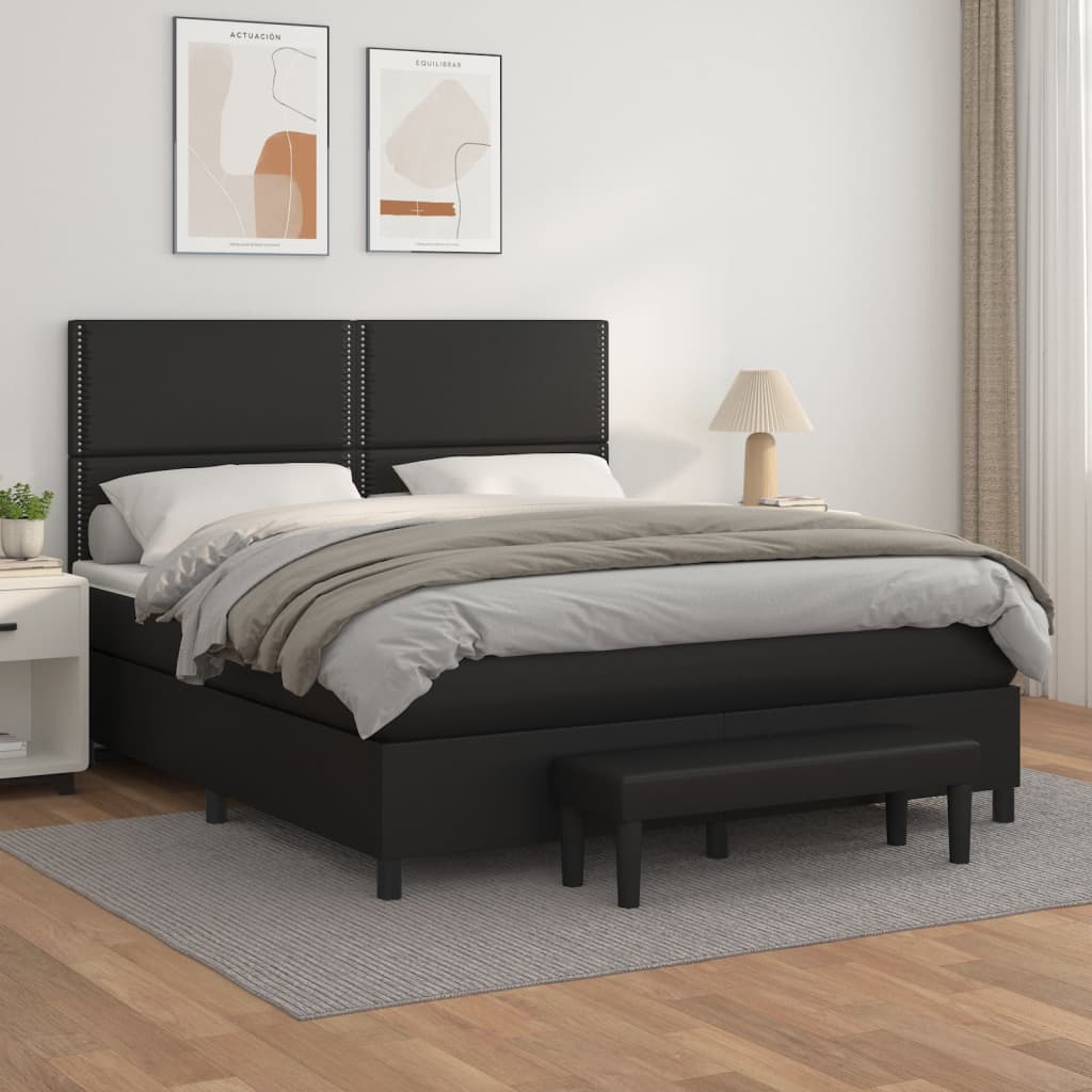 Boxspring met matras kunstleer zwart 180x200 cm is nu te koop bij PeponiXL, paradijselijk wonen!
