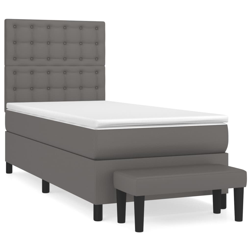 Boxspring met matras kunstleer grijs 80x200 cm is nu te koop bij PeponiXL, paradijselijk wonen!