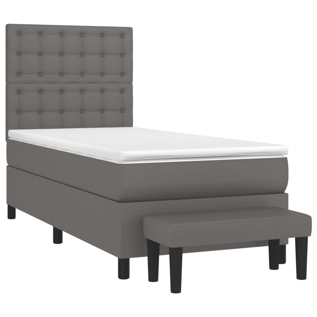 Boxspring met matras kunstleer grijs 80x200 cm is nu te koop bij PeponiXL, paradijselijk wonen!
