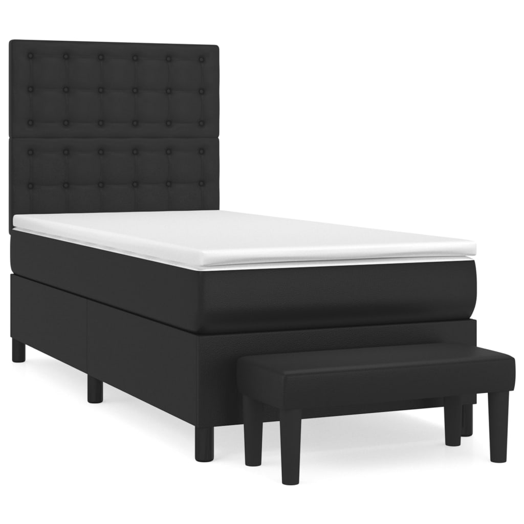 Boxspring met matras kunstleer zwart 90x190 cm is nu te koop bij PeponiXL, paradijselijk wonen!