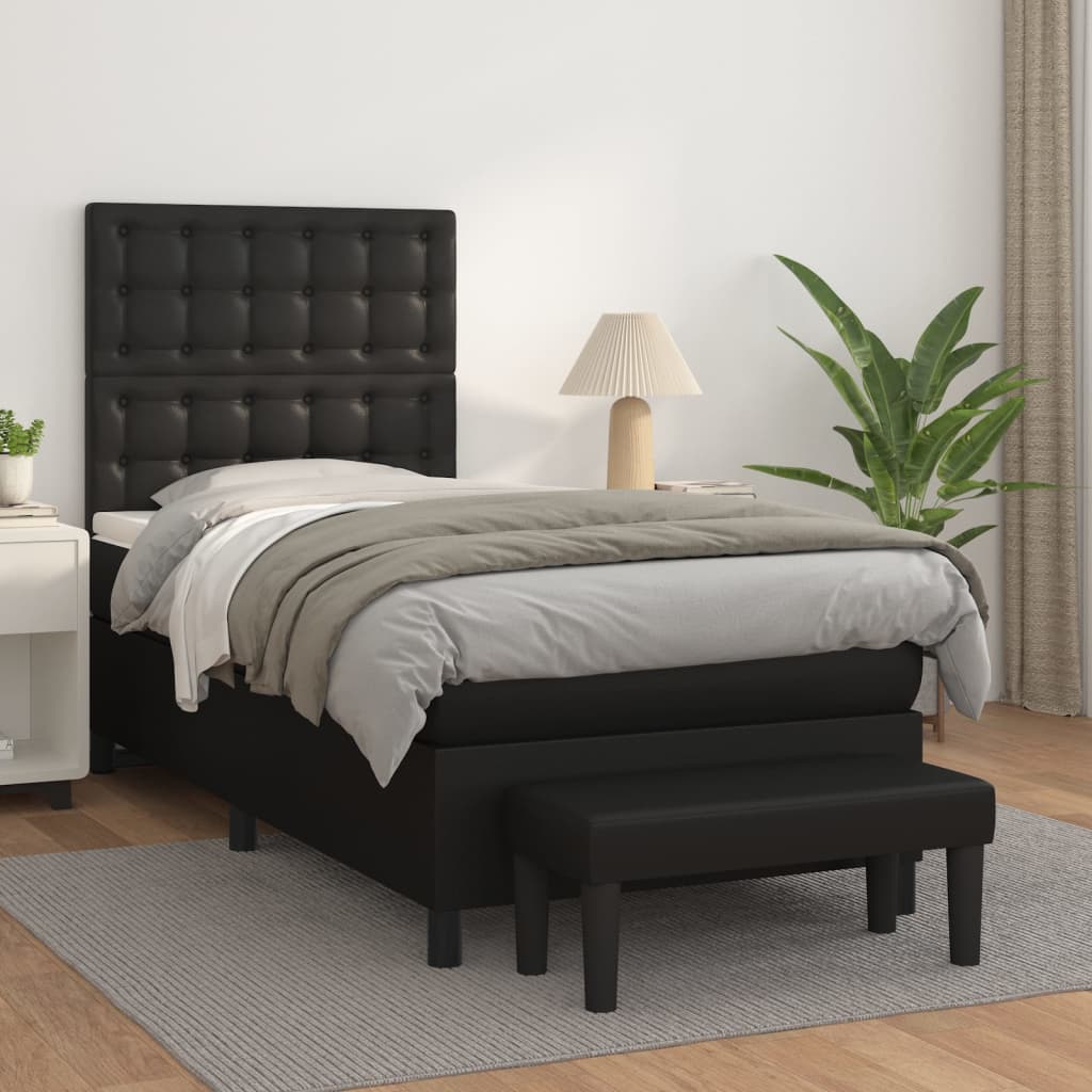 Boxspring met matras kunstleer zwart 90x200 cm is nu te koop bij PeponiXL, paradijselijk wonen!