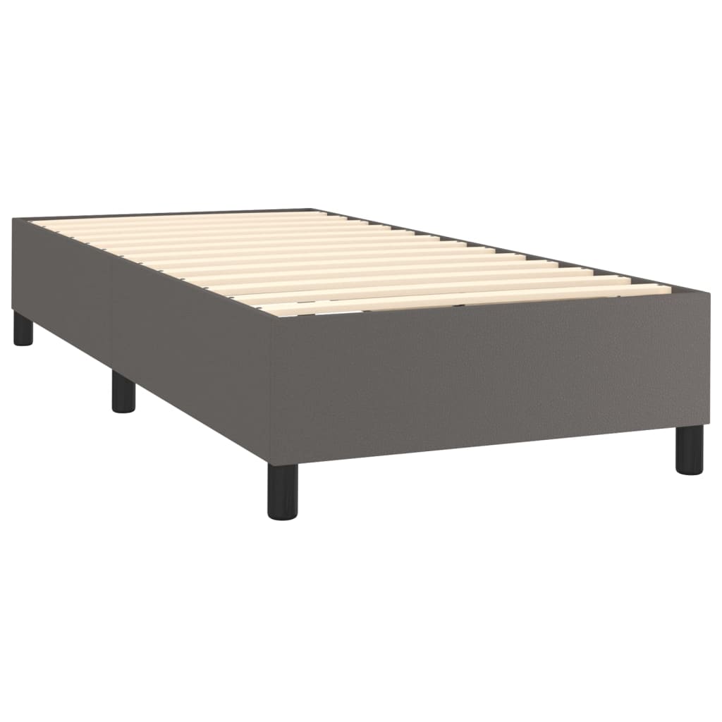 Boxspring met matras kunstleer grijs 90x200 cm is nu te koop bij PeponiXL, paradijselijk wonen!