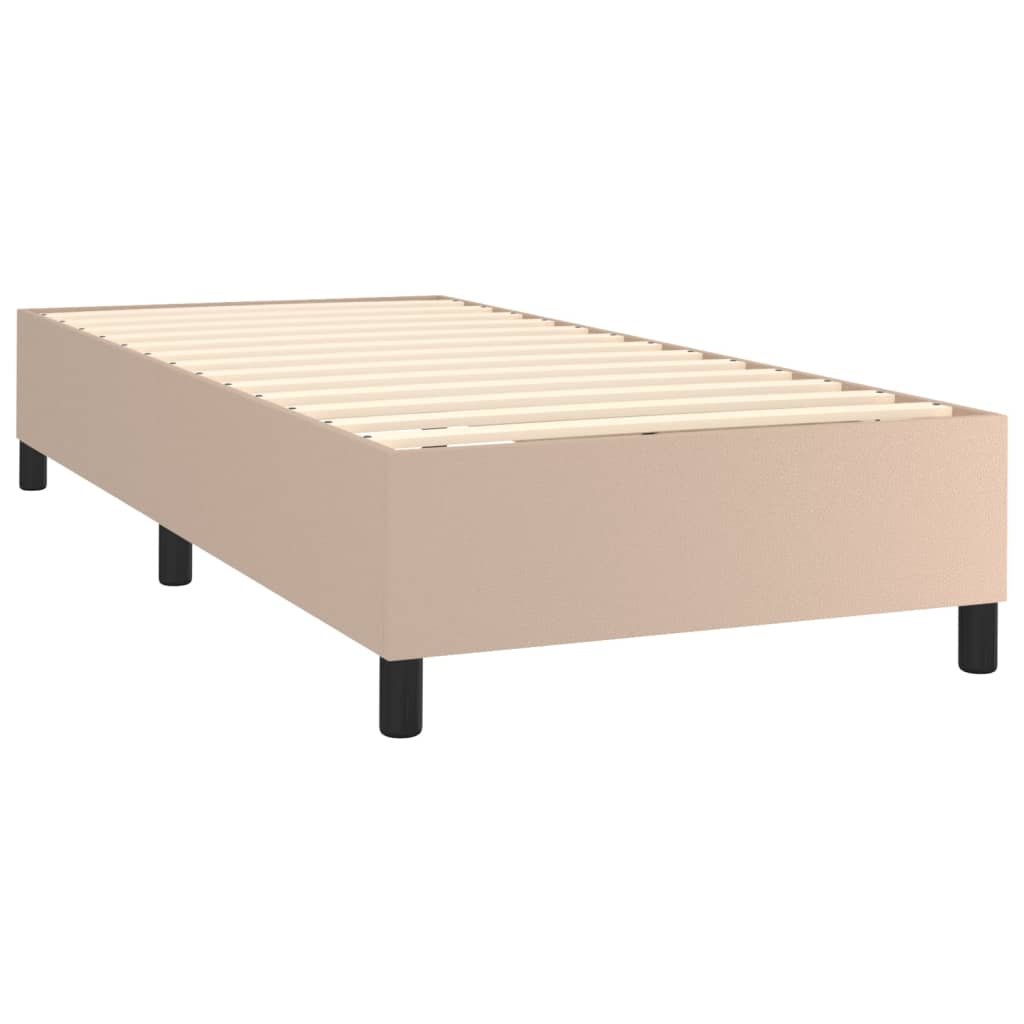Boxspring met matras kunstleer cappuccinokleurig 90x200 cm is nu te koop bij PeponiXL, paradijselijk wonen!