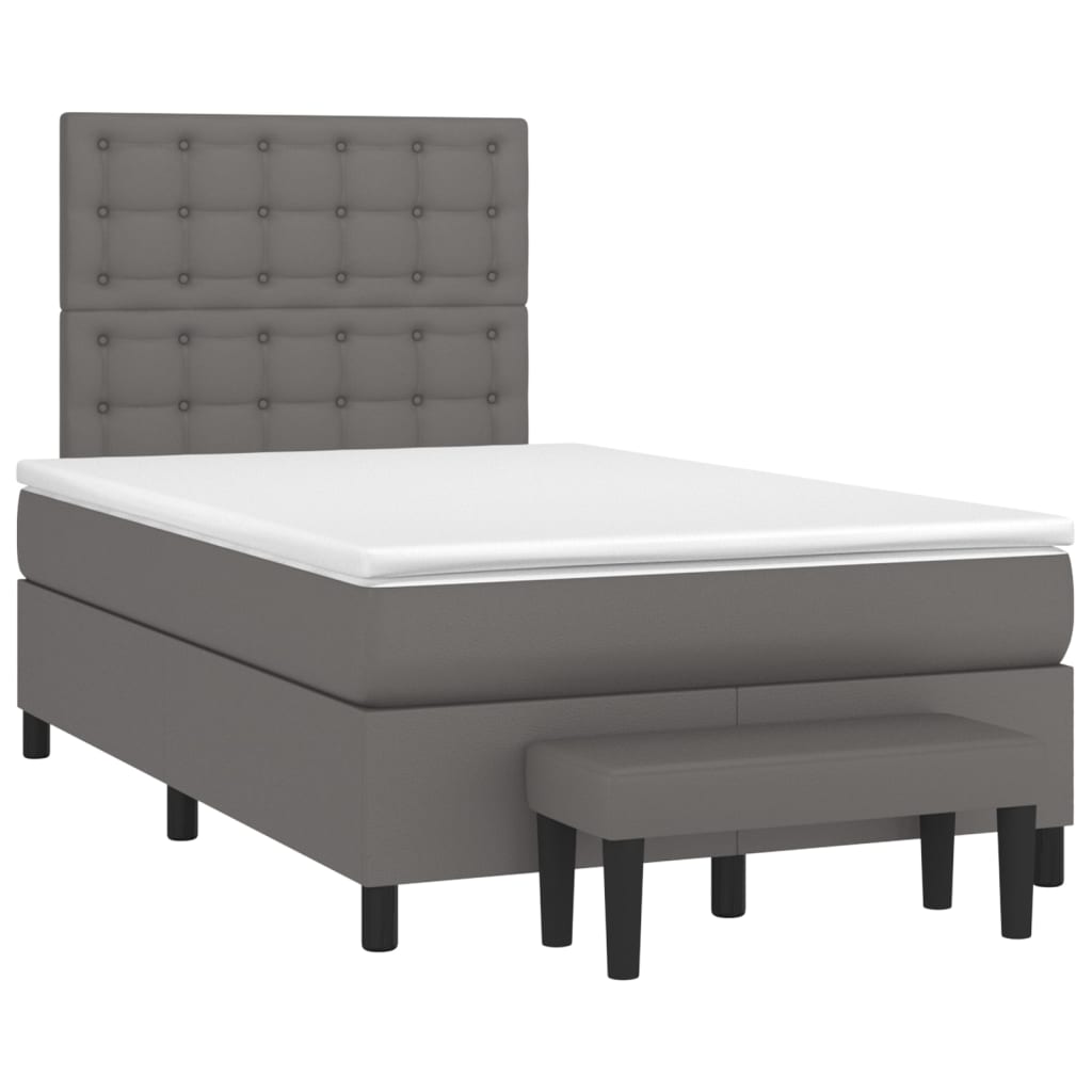 Boxspring met matras kunstleer grijs 120x200 cm is nu te koop bij PeponiXL, paradijselijk wonen!