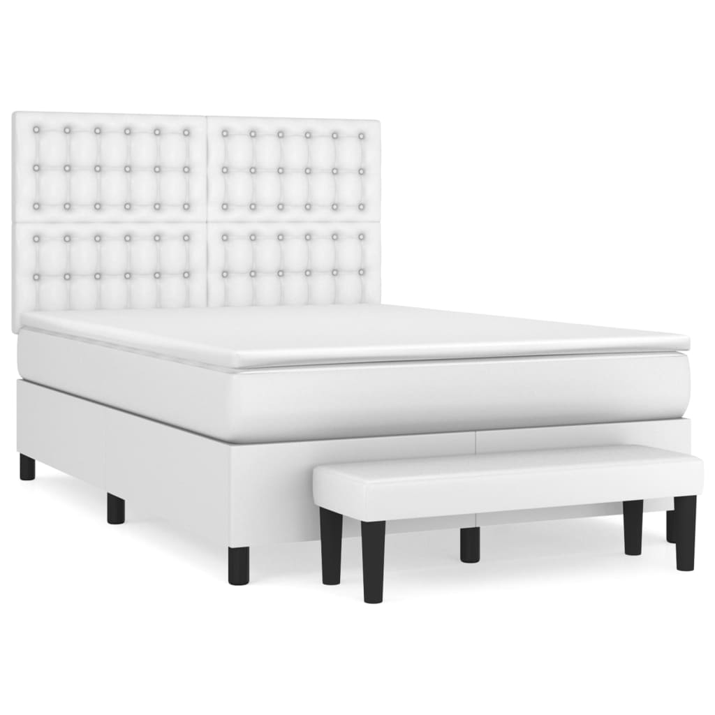 Boxspring met matras kunstleer wit 140x200 cm is nu te koop bij PeponiXL, paradijselijk wonen!