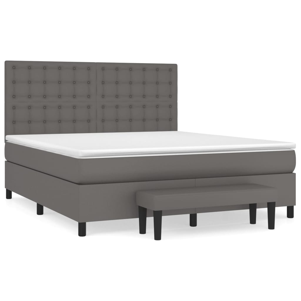 Boxspring met matras kunstleer grijs 160x200 cm is nu te koop bij PeponiXL, paradijselijk wonen!