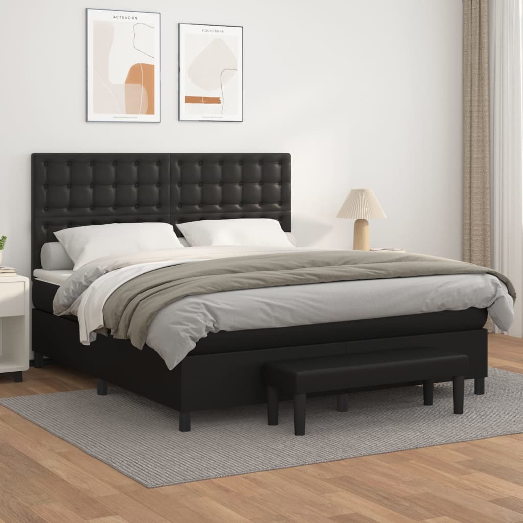Boxspring met matras kunstleer zwart 180x200 cm is nu te koop bij PeponiXL, paradijselijk wonen!